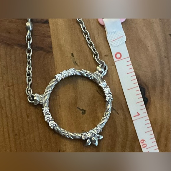 Judith Ripka: Sterling silver earrings n circle charm attached to 20”chain set. - Picture 9 of 13